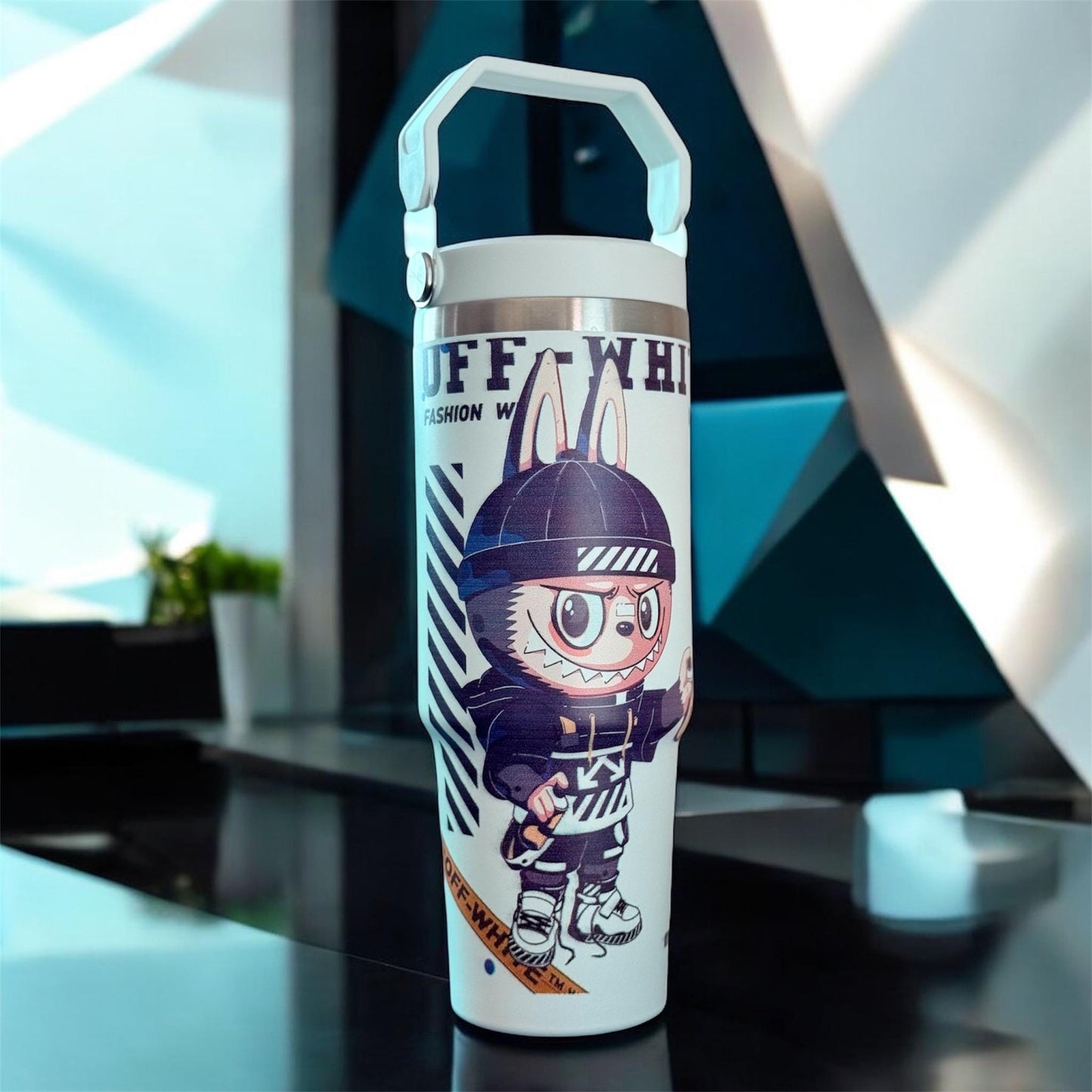 Labubu Custom Tumbler 40oz: Stainless Steel Travel Mug with Handle