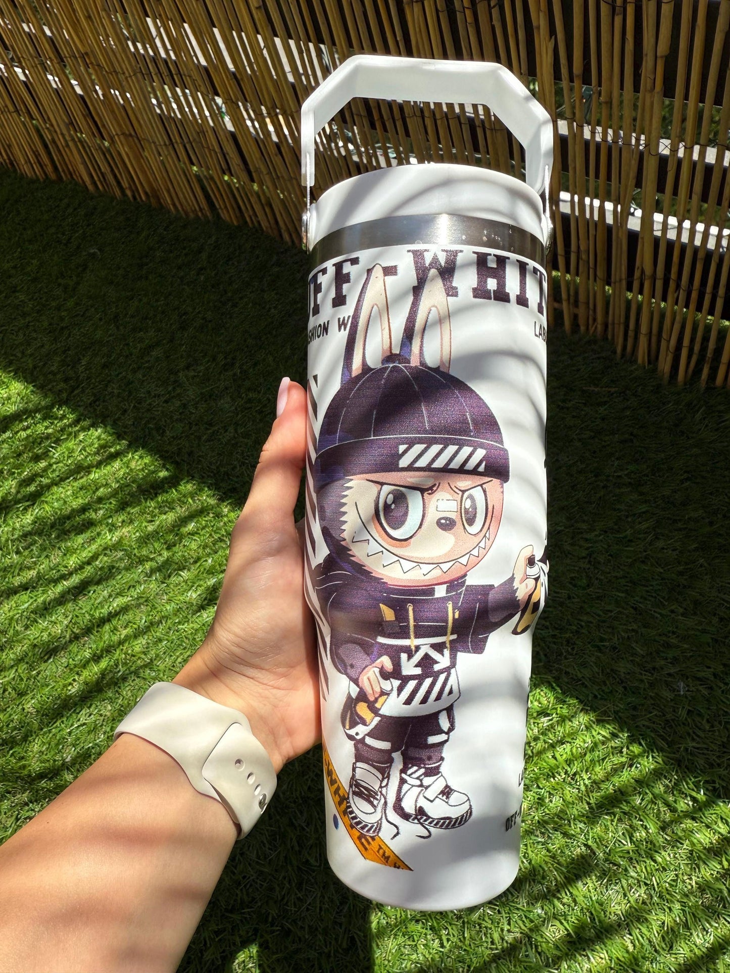 Labubu Custom Tumbler 40oz: Stainless Steel Travel Mug with Handle