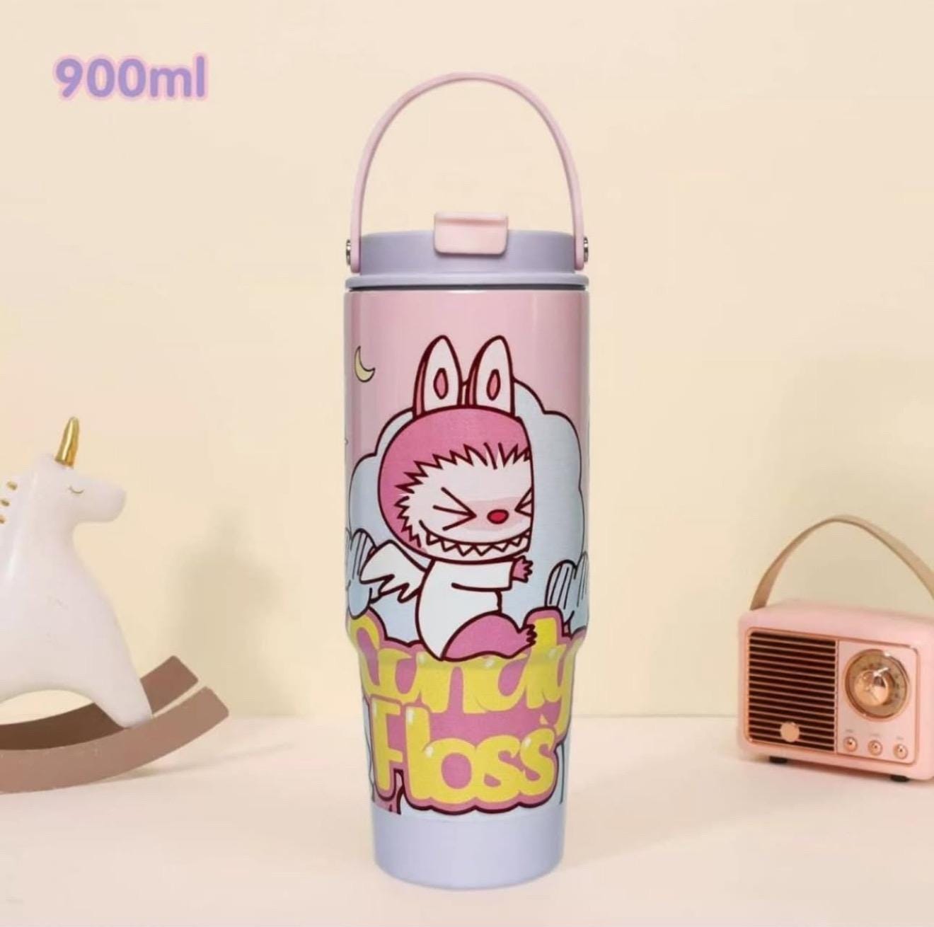 Labubu Tumbler: 30oz Anime Water Bottle with Handle