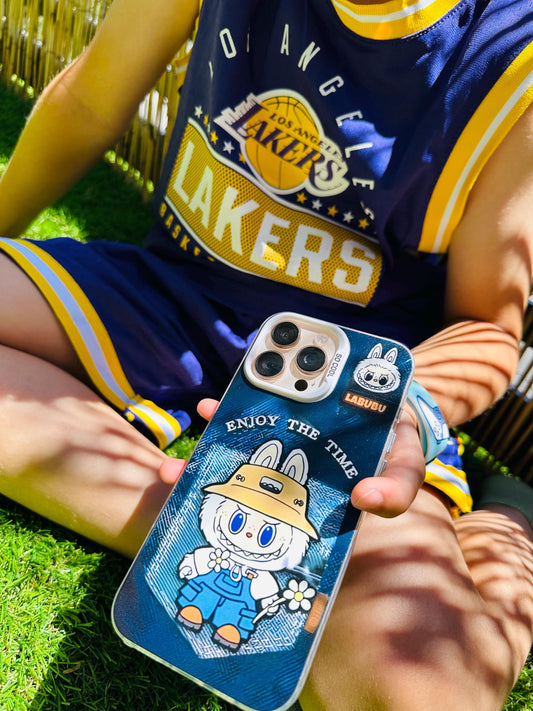 Labubu iPhone Case: "Enjoy the Time" Cartoon Bunny - iPhone 16 Pro Max