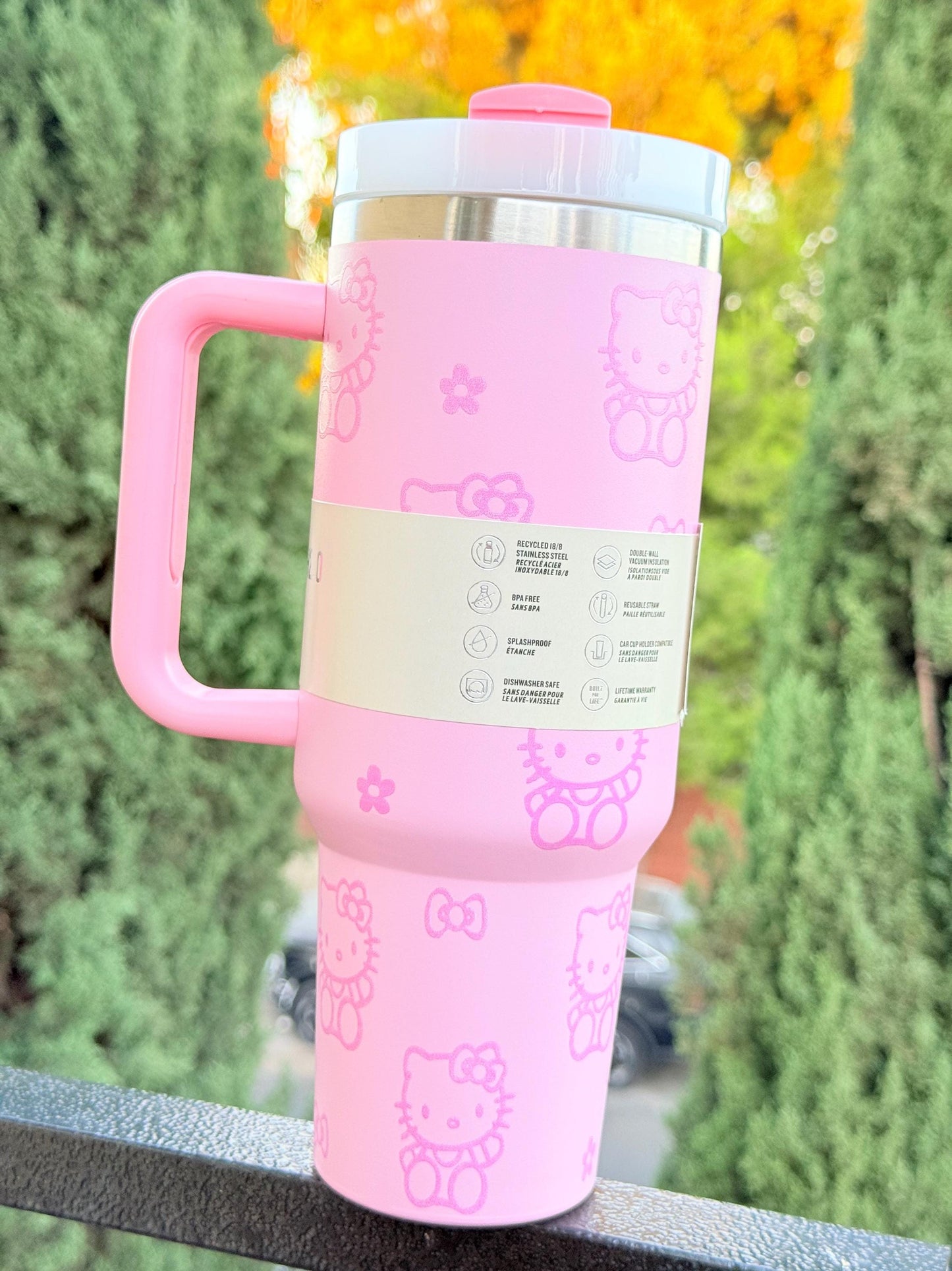 Hello Kitty Stanley Custom 40oz Tumbler: Kawaii Stainless Steel Cup - Pastel Pink