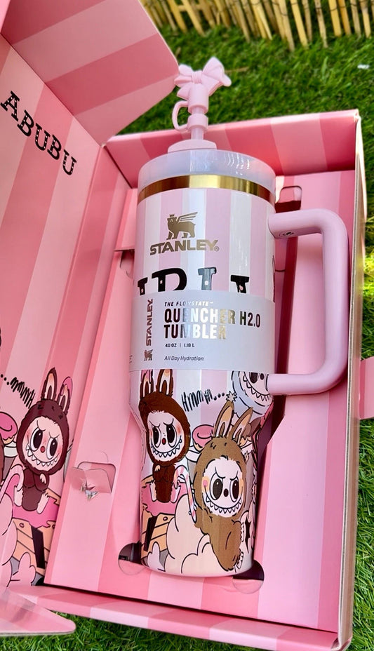 Labubu Stabley Custom 40 oz Tumbler Stainless – Cute Kawaii Cup, Perfect Gift Birthday, Limited Edition Cup, Laser Ink No Smudge