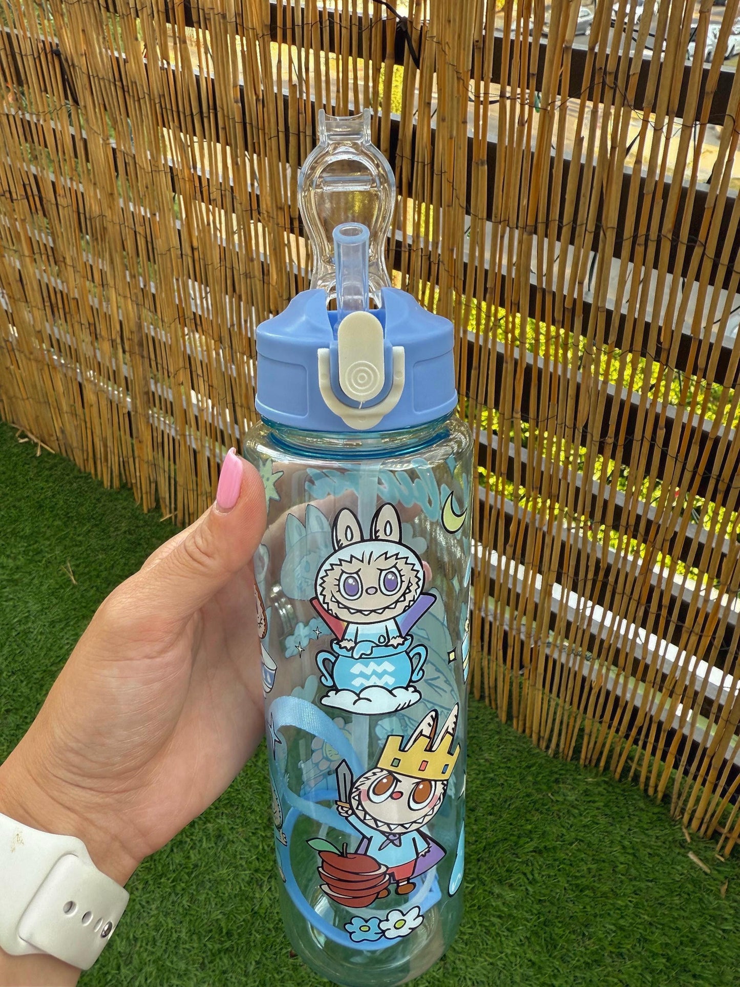 Labubu Kawaii Water Bottle: 650ml Leakproof Anime Drinkware