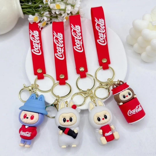 Labubu x Coca-Cola Keychain: Kawaii Vinyl Bag Charm - Limited Edition