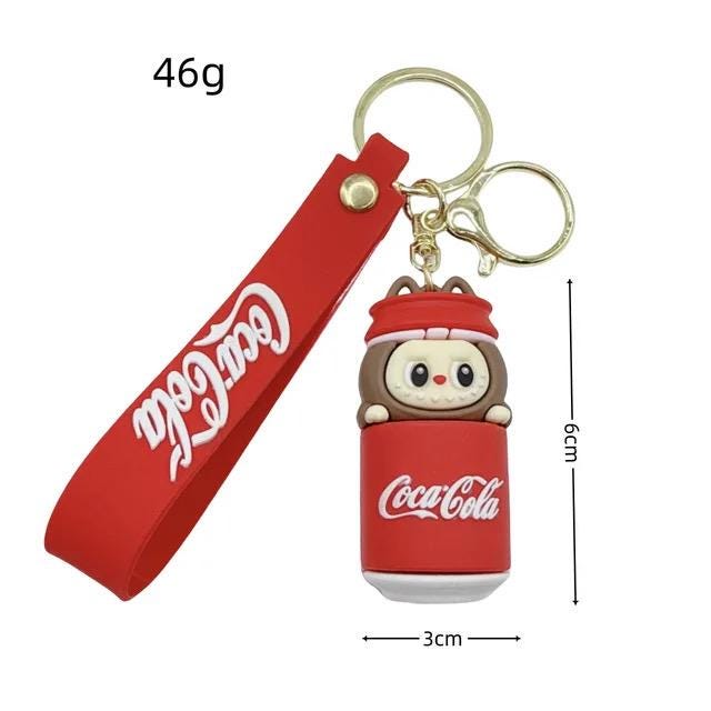 Labubu x Coca-Cola Keychain: Kawaii Vinyl Bag Charm - Limited Edition