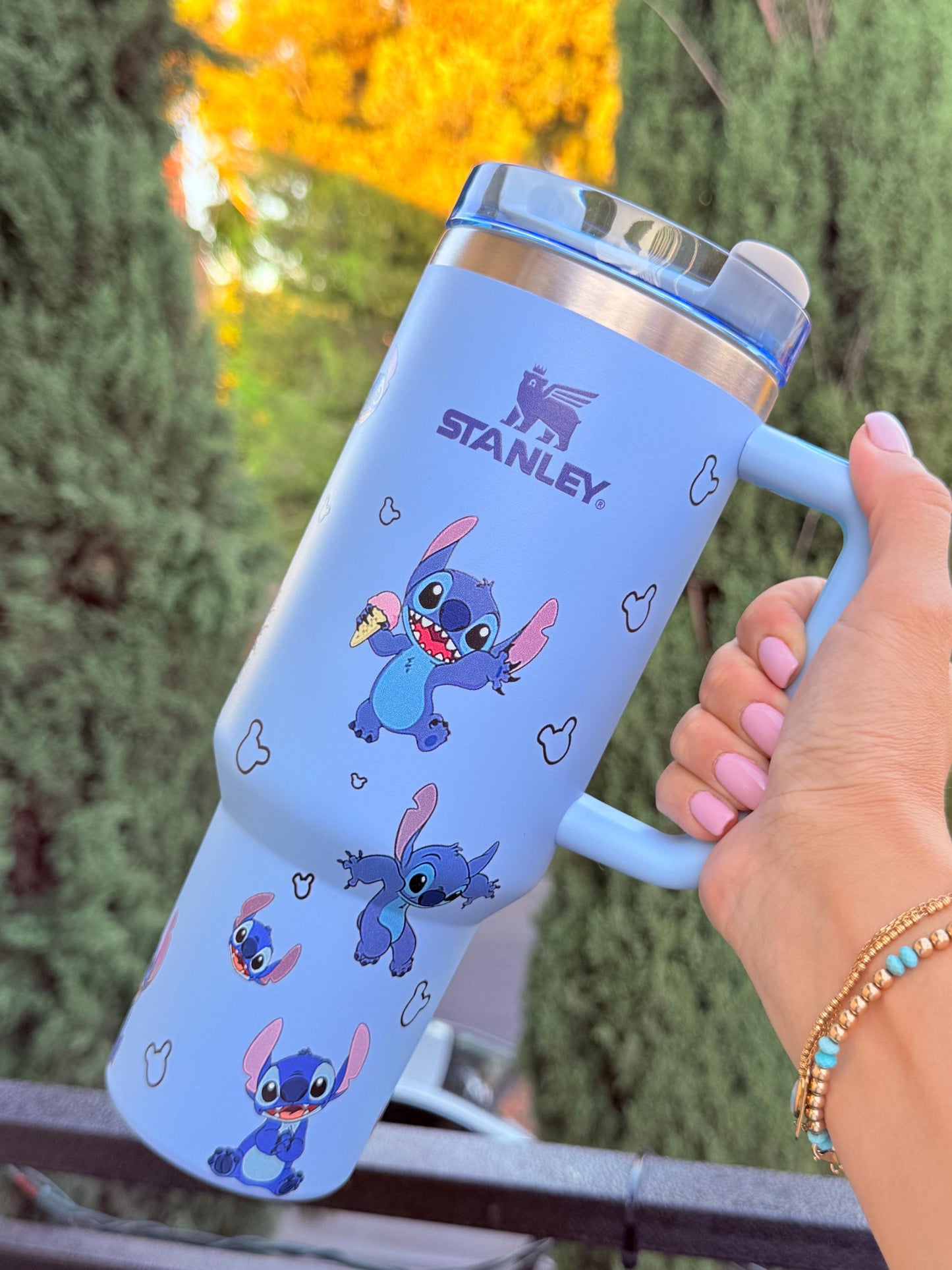 Stitch Custom Tumbler 40oz – Blue Quencher Cup, Travel Mug, Cute Lilo & Stitch Gift
