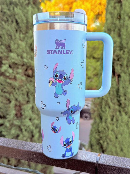Stitch Custom Tumbler 40oz – Blue Quencher Cup, Travel Mug, Cute Lilo & Stitch Gift